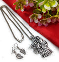 Oxidized Radhe Krishna Pendant & Chain with Earrings