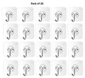 Self Adhesive Wall Hooks, Heavy Duty Sticky Hooks for Hanging 10kg (max), Waterproof Transparent Hooks for Wall (Pack of 20)